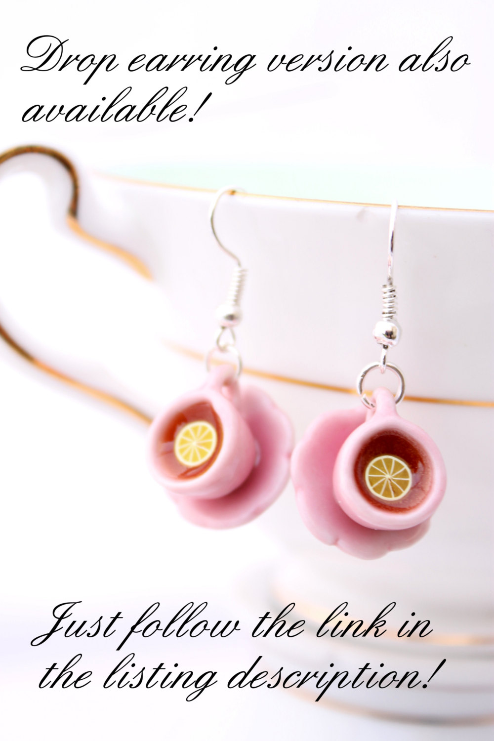 Miniature Teacup Stud Earrings, Yellow Teacup Earrings, Alice In